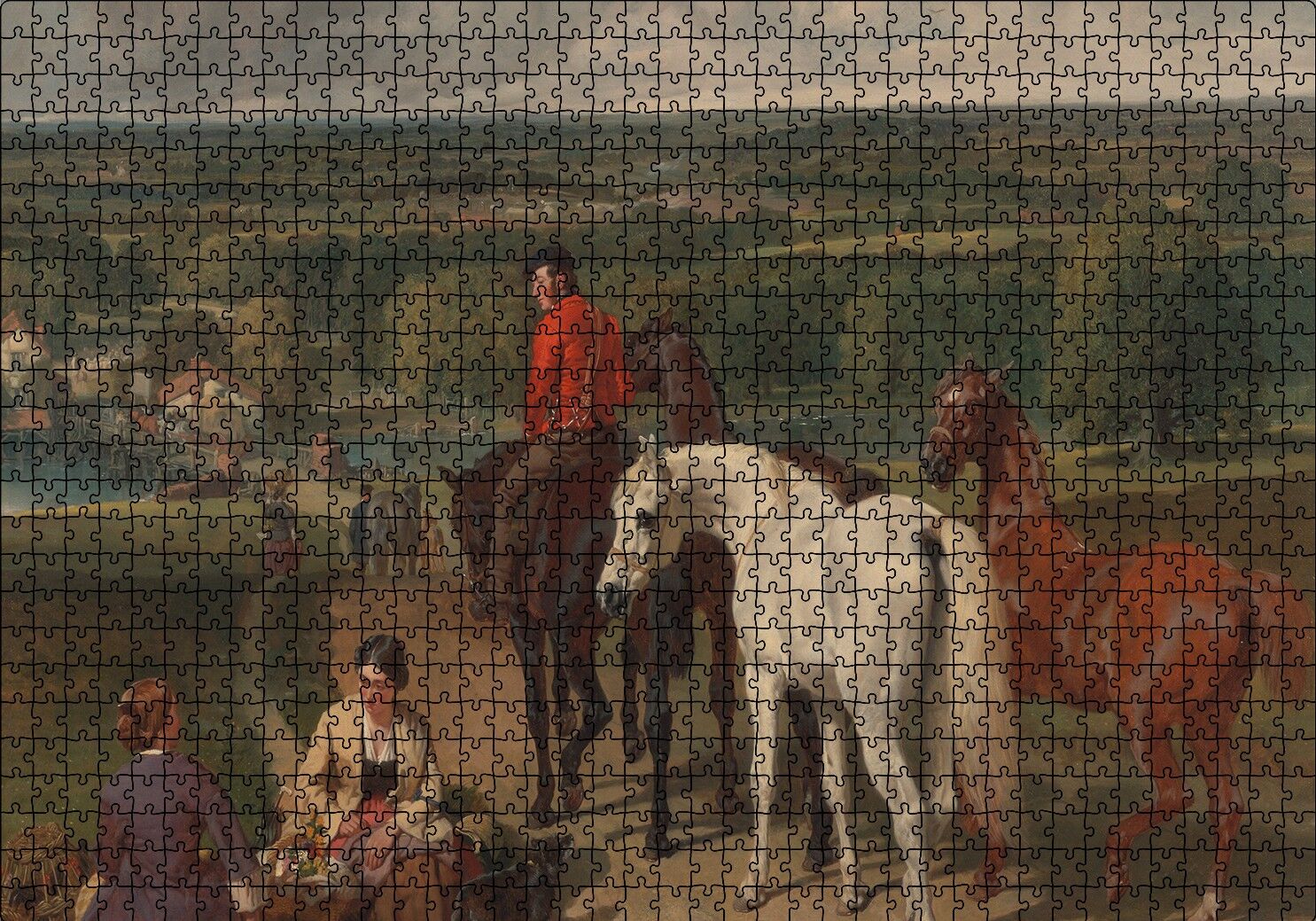 Kraliyet At Eğitmeni Yağlıboya Puzzle Yapboz MDF Ahşap 1000 Parça 49 cm X 68 cm
