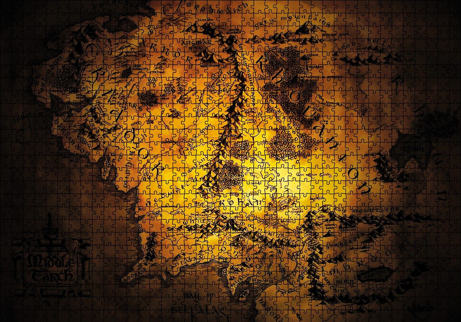 Yüzüklerin Efendisi Orta Dünya Rohan Haritası Puzzle Yapboz MDF Ahşap 1000 Parça 49 cm X 68 cm