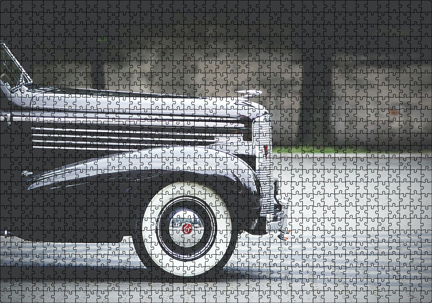 Antika Klasik Araba Ön Sağ Detay Puzzle Yapboz MDF Ahşap 1000 Parça 49 cm X 68 cm
