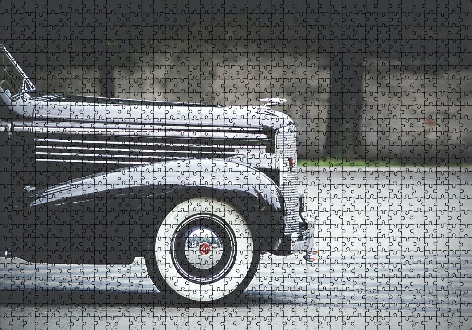 Antika Klasik Araba Ön Sağ Detay Puzzle Yapboz MDF Ahşap 1000 Parça 49 cm X 68 cm