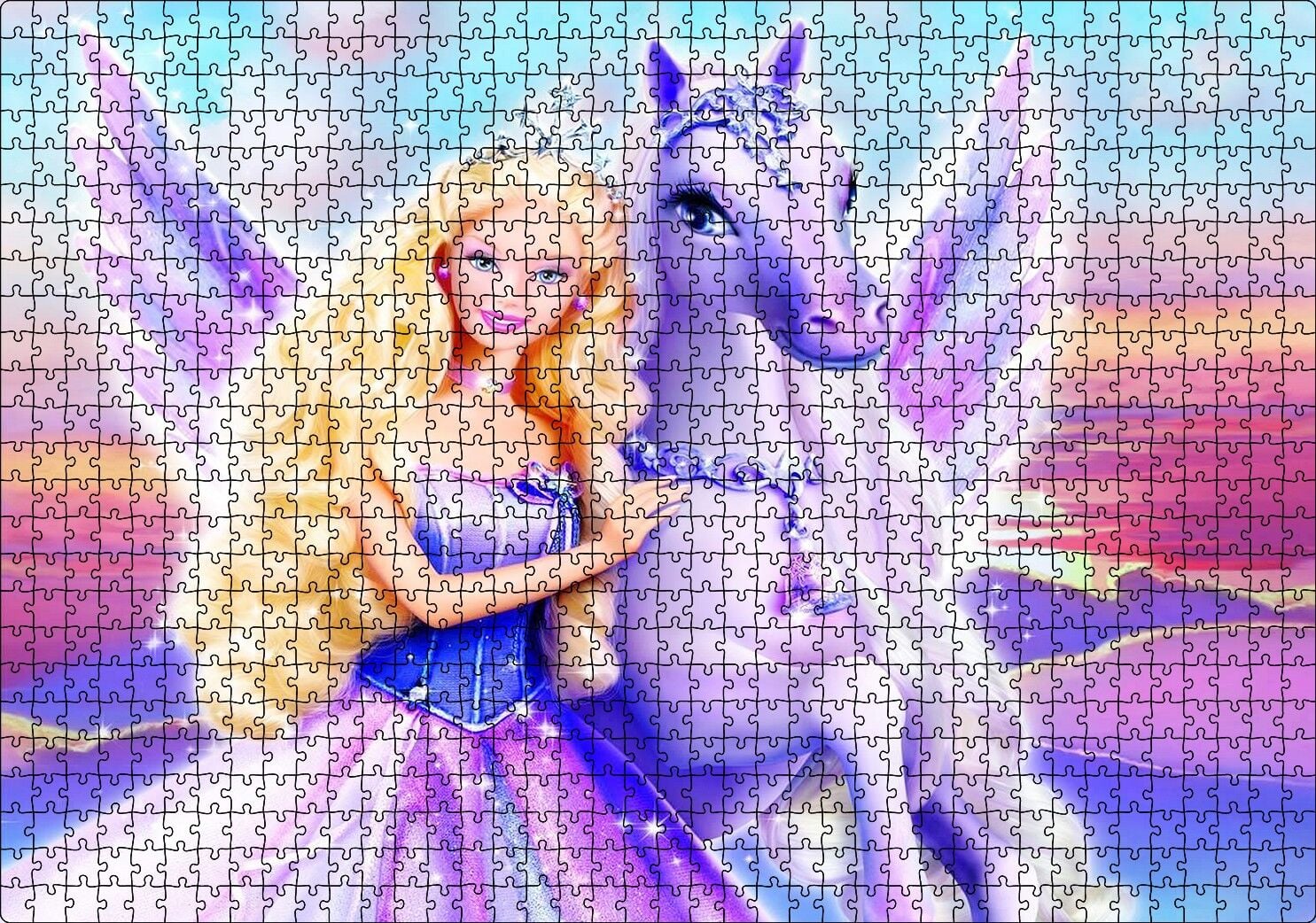 Barbie Ve Pegasus'un Büyüsü Görseli Puzzle Yapboz MDF Ahşap 1000 Parça 49 cm X 68 cm