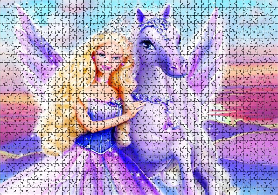 Barbie Ve Pegasus'un Büyüsü Görseli Puzzle Yapboz MDF Ahşap 1000 Parça 49 cm X 68 cm