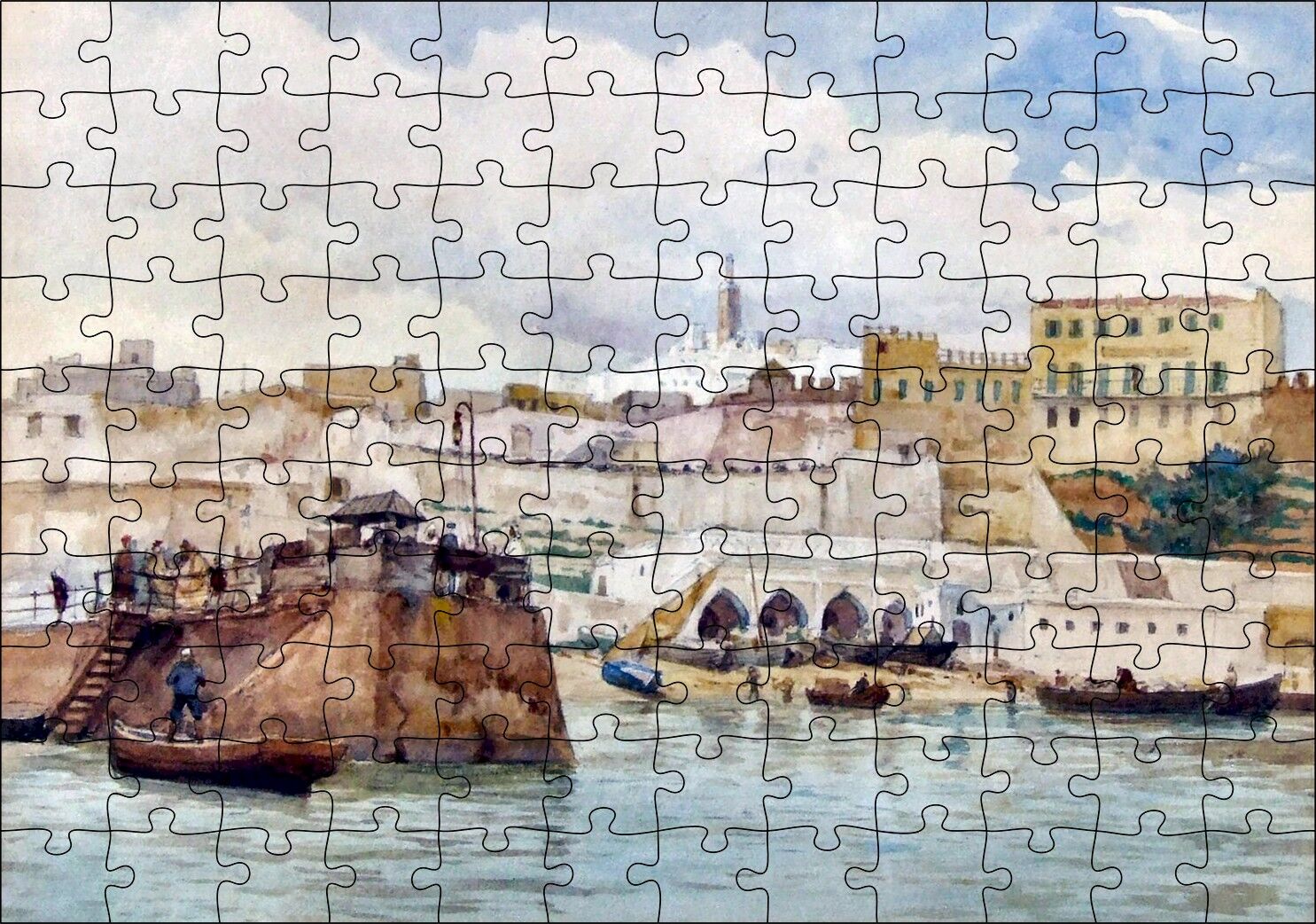 Fas Tanca Limanı Tablo 1894 Puzzle Yapboz MDF Ahşap