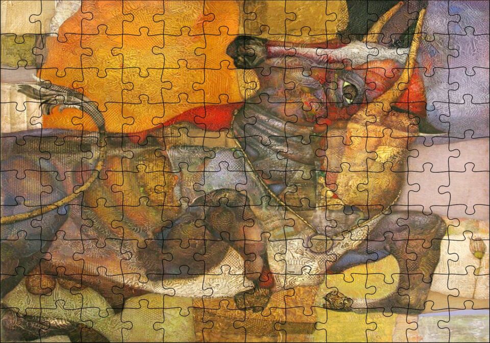 fine arts Boğa ve Renkler Puzzle Yapboz MDF Ahşap