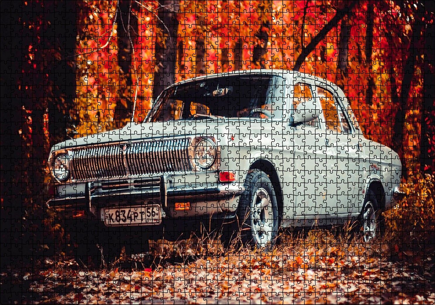 Otomobil Sonbahar Yaprakları Ağaçlar Puzzle Yapboz MDF Ahşap 1000 Parça 49 cm X 68 cm