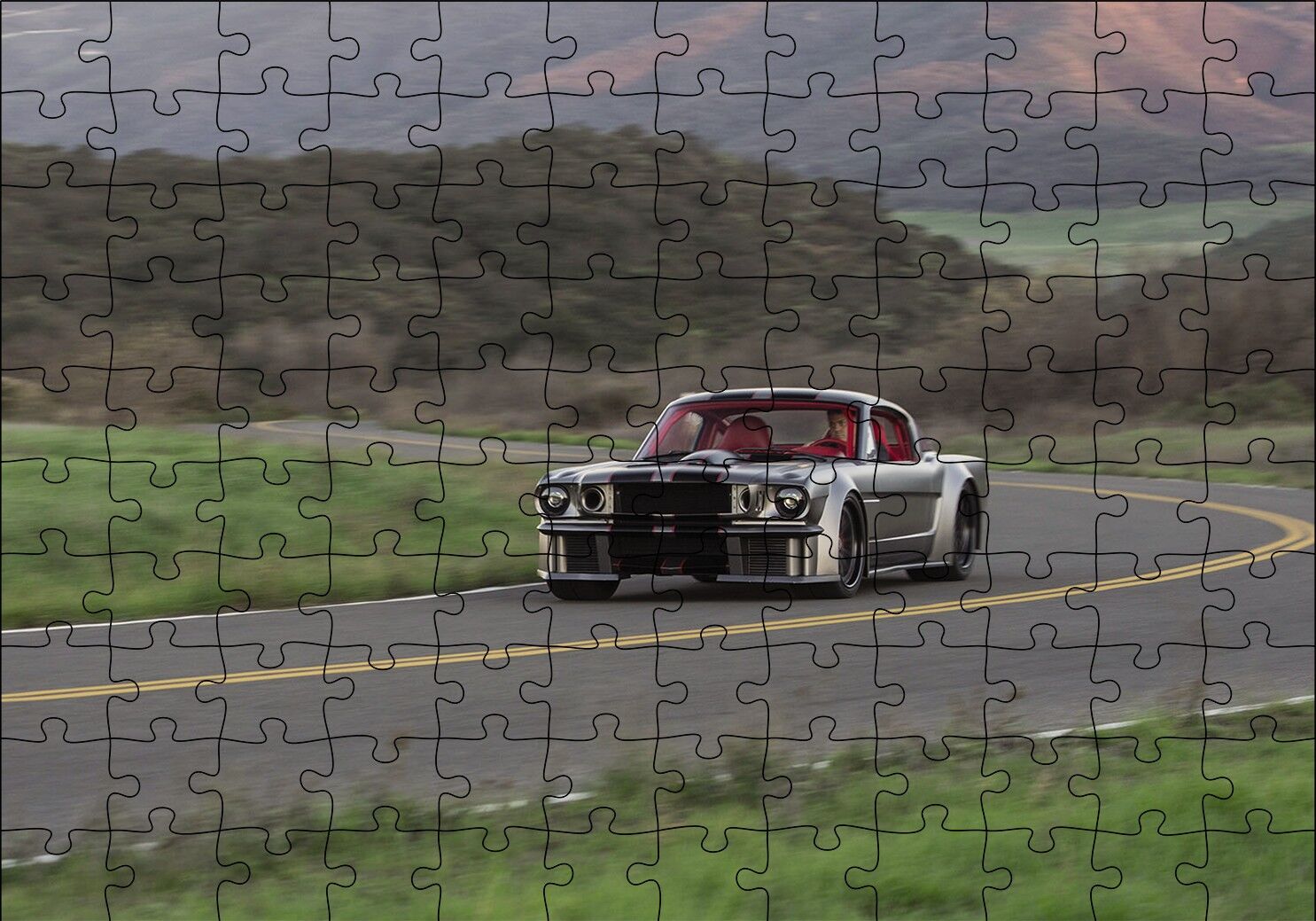 Ford Mustang Fastback Yollarda Görseli Puzzle Yapboz MDF Ahşap 120 Parça 24 cm X 34 cm