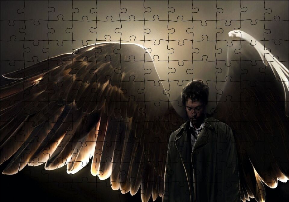 Supernatural Melek Kanatları Puzzle Yapboz MDF Ahşap 120 Parça 24 cm X 34 cm
