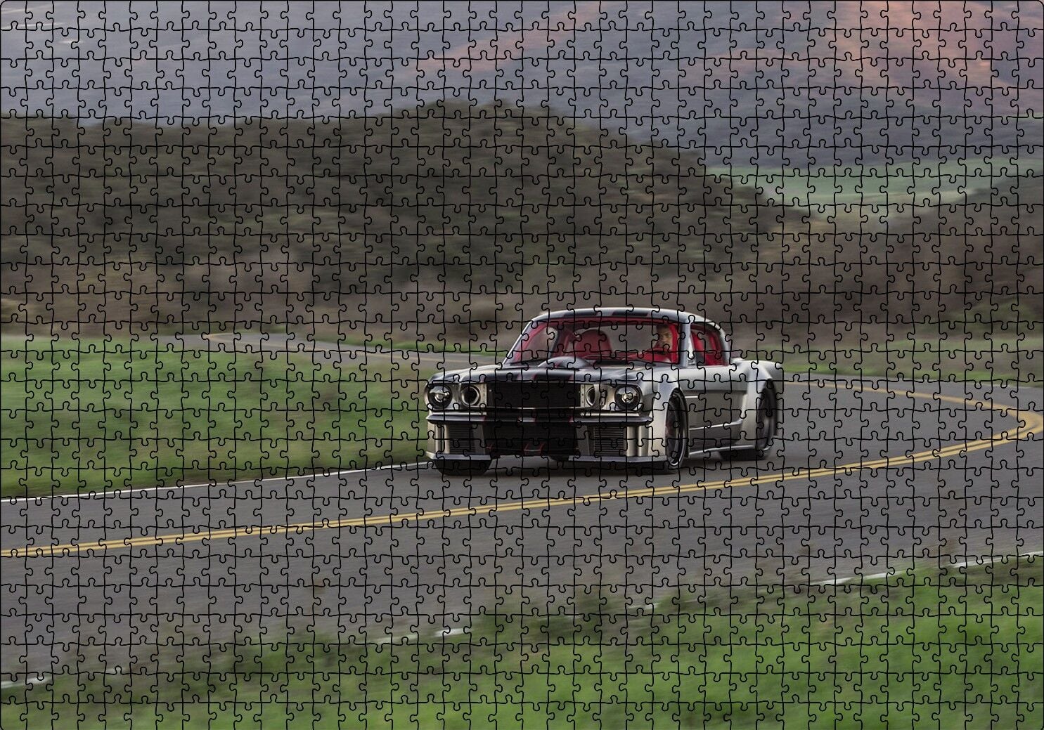 Ford Mustang Fastback Yollarda Görseli Puzzle Yapboz MDF Ahşap 1000 Parça 49 cm X 68 cm