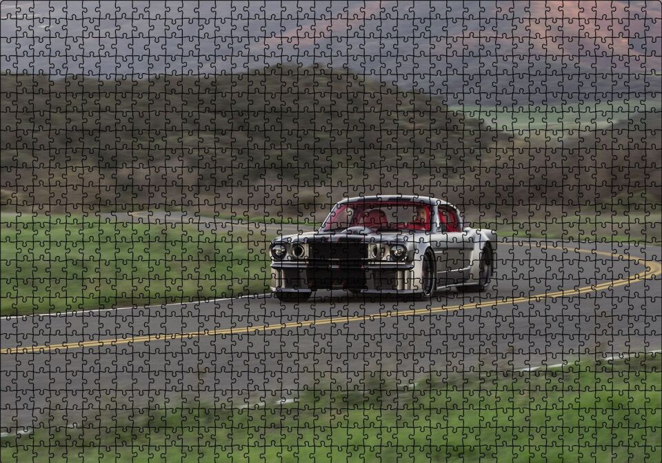 Ford Mustang Fastback Yollarda Görseli Puzzle Yapboz MDF Ahşap 1000 Parça 49 cm X 68 cm