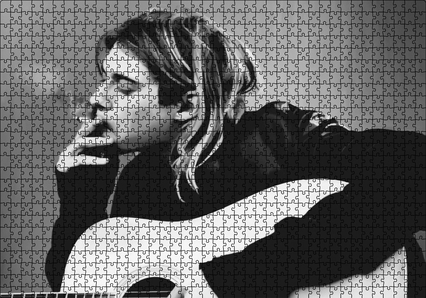 Kurt Cobain Gitar Puzzle Yapboz MDF Ahşap 1000 Parça 49 cm X 68 cm