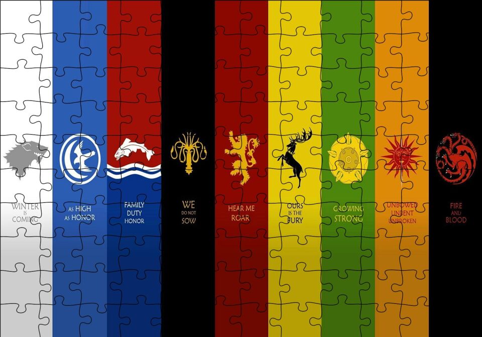 Game of Thrones Milletler Kompozisyon Puzzle Yapboz MDF Ahşap 120 Parça 24 cm X 34 cm