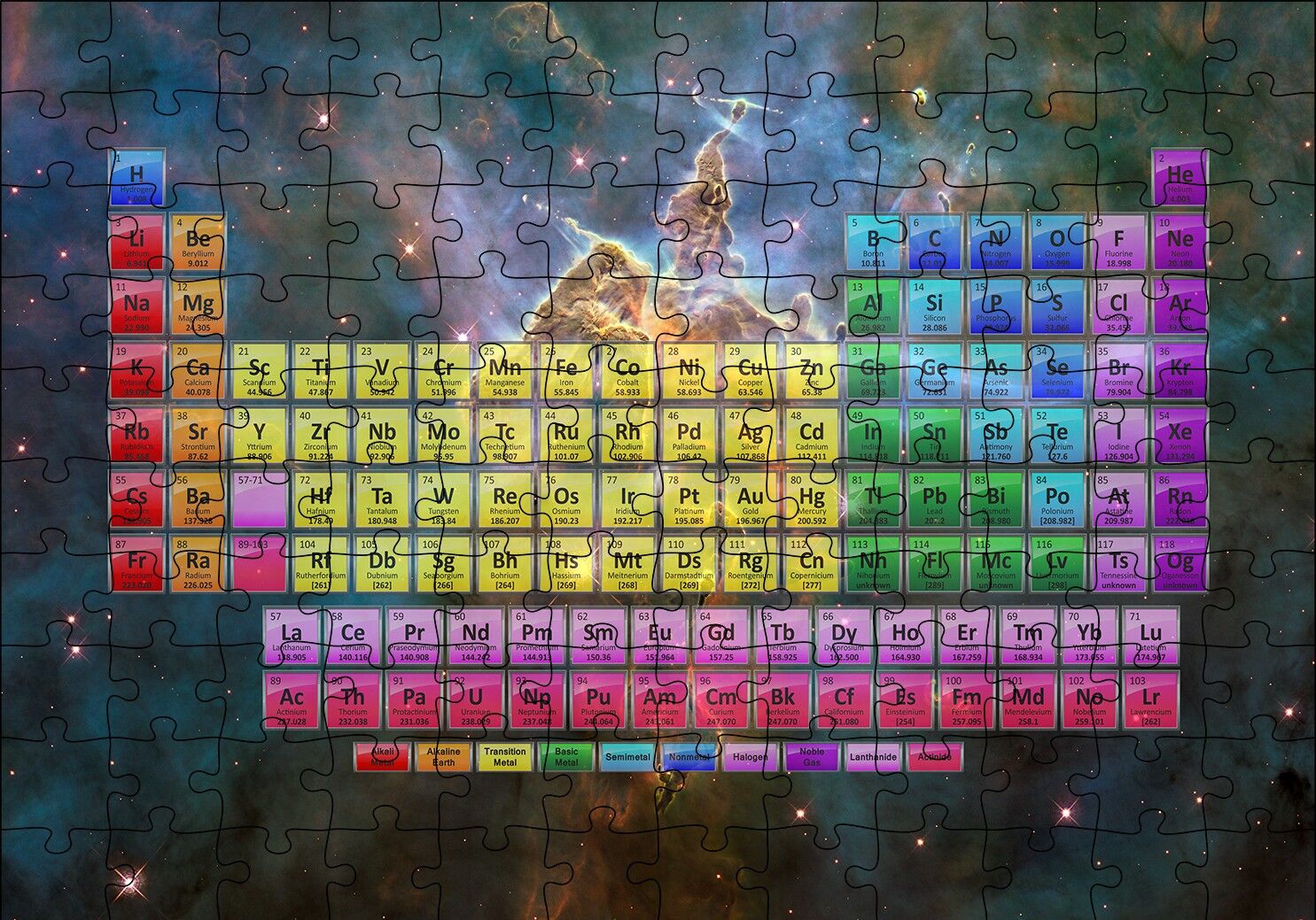 Periyodik Cetvel Galaksiler Arka Plan Puzzle Yapboz MDF Ahşap