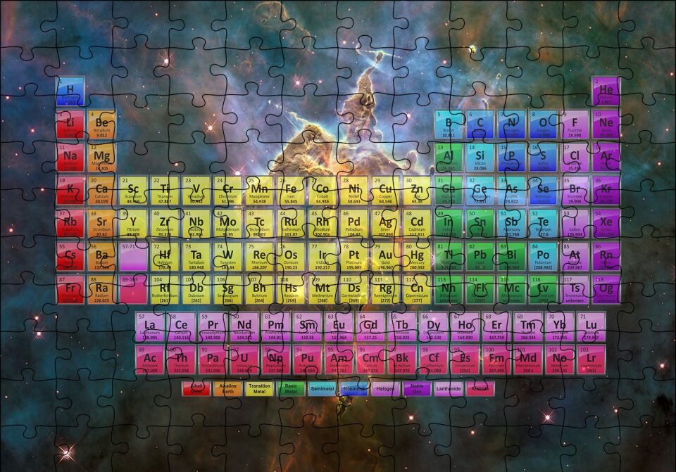 Periyodik Cetvel Galaksiler Arka Plan Puzzle Yapboz MDF Ahşap