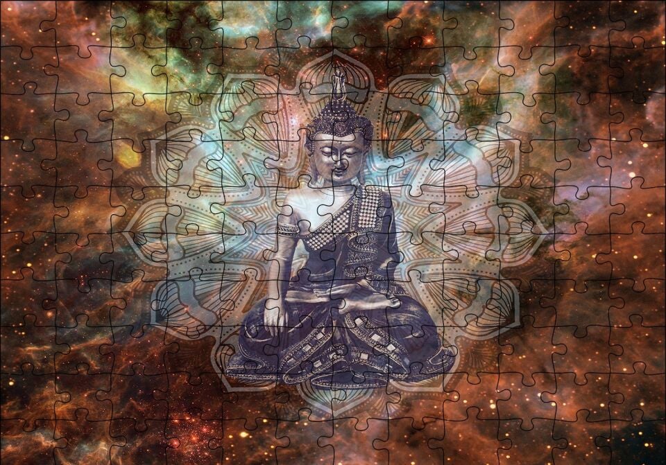 Buda ve Galaksiler Puzzle Yapboz MDF Ahşap 120 Parça 24 cm X 34 cm