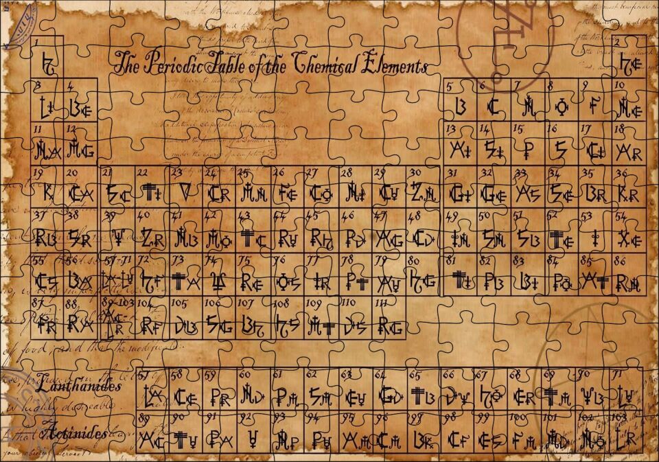 Eski Peryodik Cetveli Görseli Puzzle Yapboz MDF Ahşap 120 Parça 24 cm X 34 cm