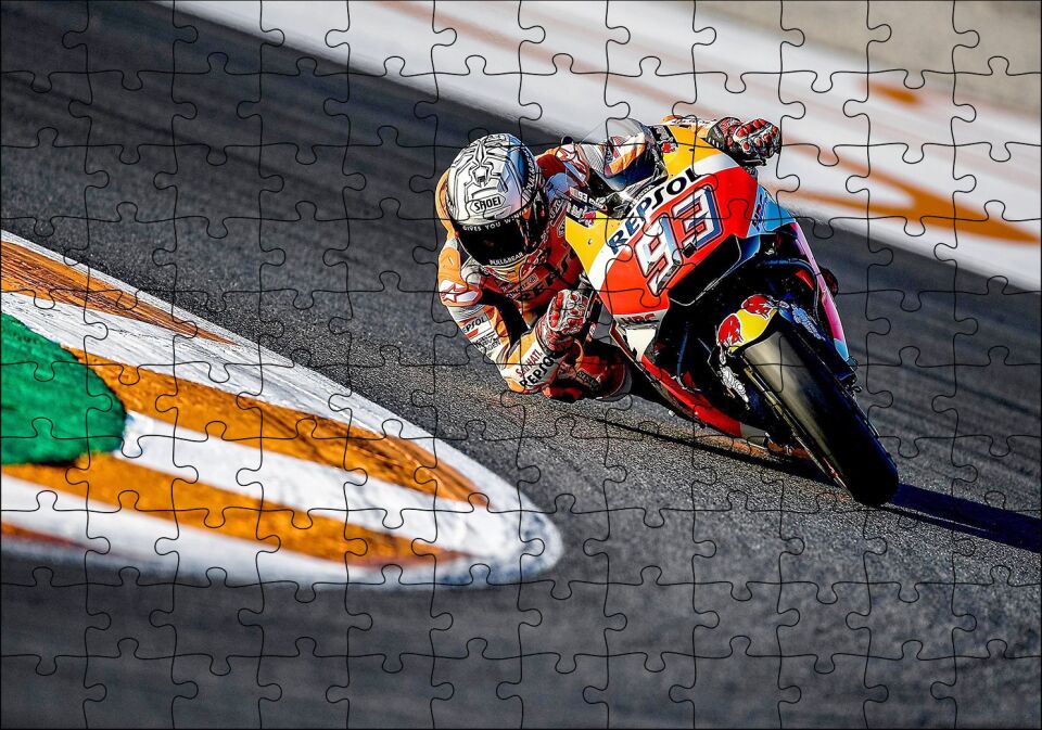 Honda Repsol Turuncu Kırmızı Motorsiklet Puzzle Yapboz MDF Ahşap 120 Parça 24 cm X 34 cm