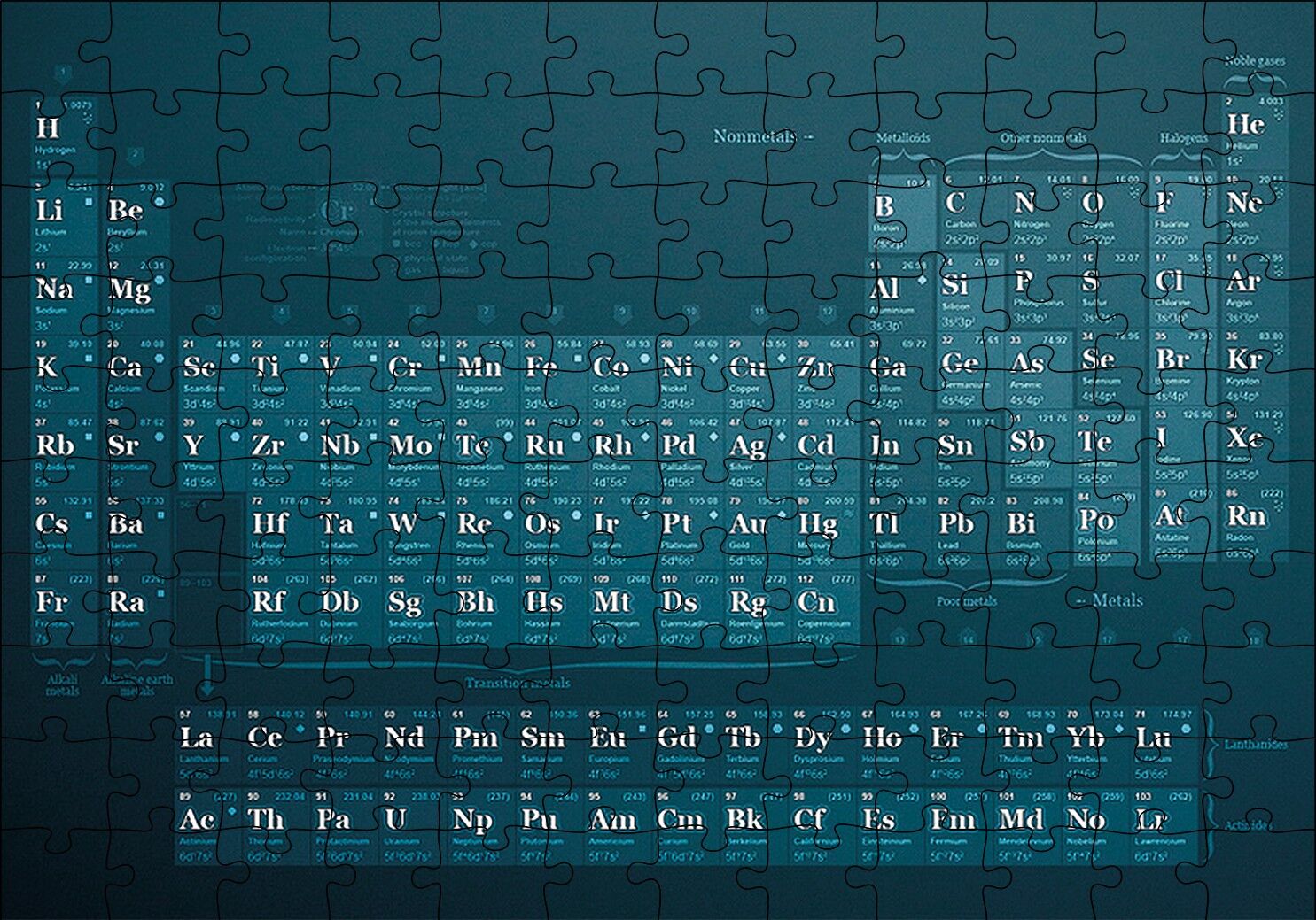 Periyodik Cetvel Yeşil Haki Arka Plan Puzzle Yapboz MDF Ahşap