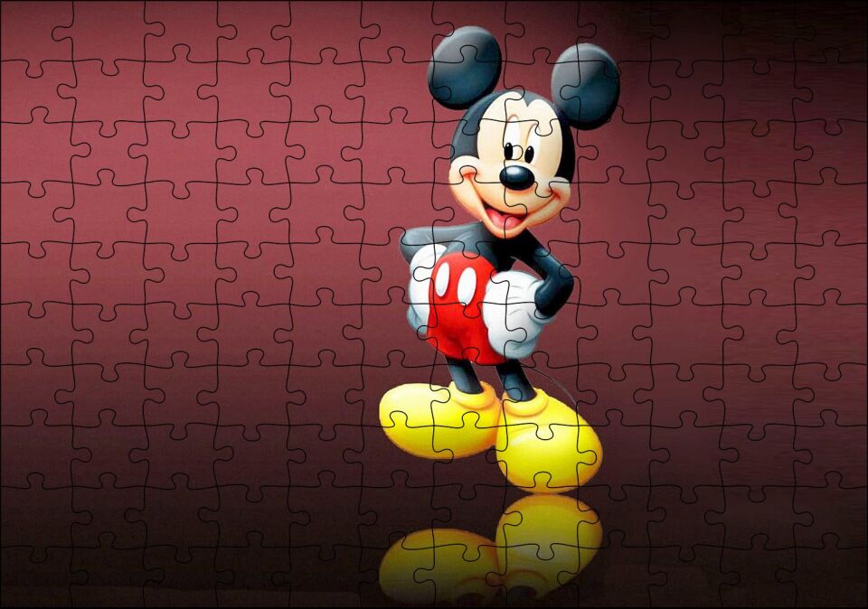 Mickey Mouse Çizgi Film Duvar Puzzle Yapboz MDF Ahşap