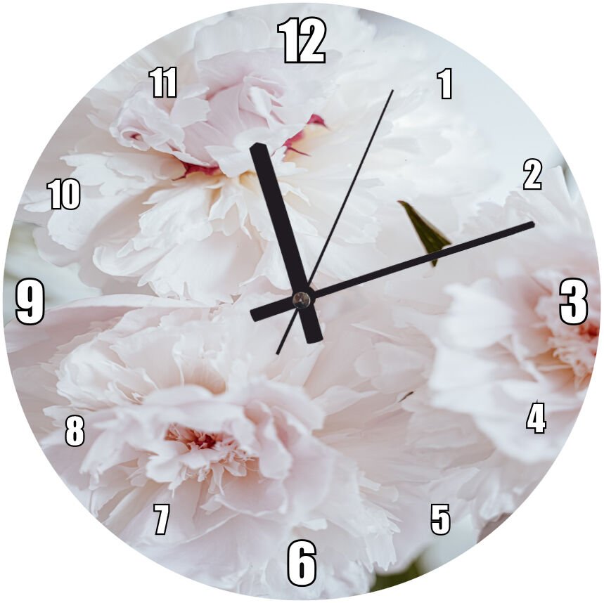 Beyaz Orkideler Yakın Plan Mdf Ahşap Duvar Saati