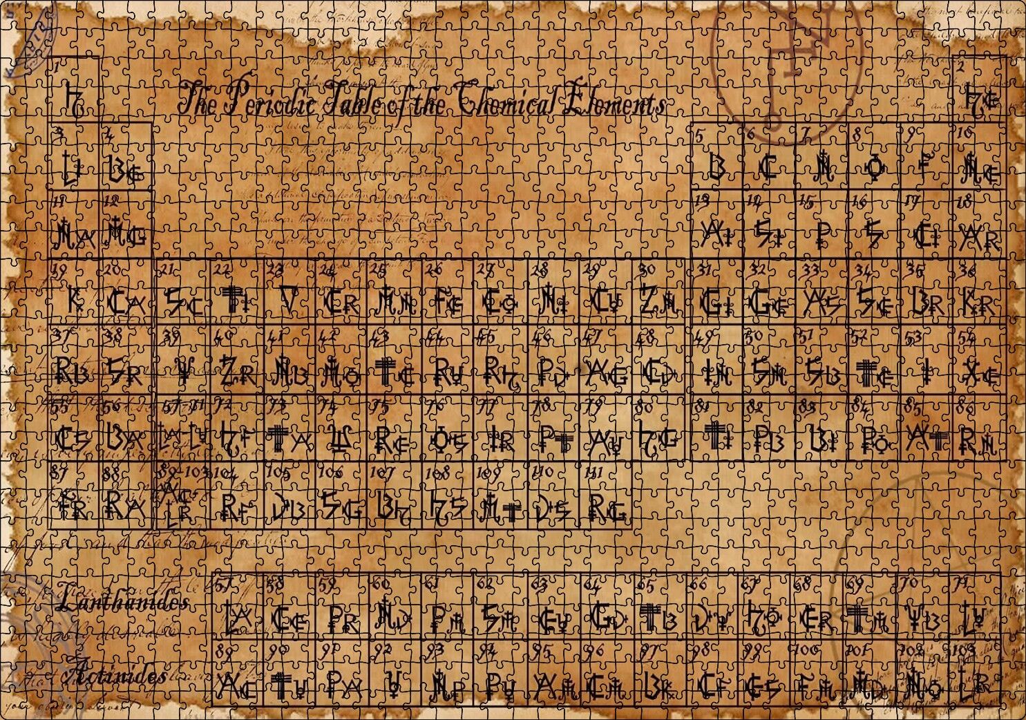 Eski Peryodik Cetveli Görseli Puzzle Yapboz MDF Ahşap 1000 Parça 49 cm X 68 cm