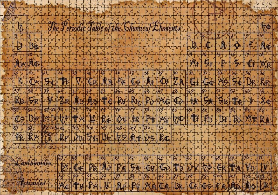 Eski Peryodik Cetveli Görseli Puzzle Yapboz MDF Ahşap 1000 Parça 49 cm X 68 cm