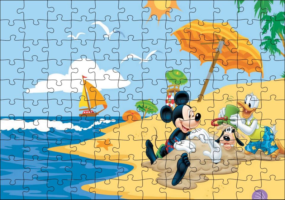 Mickey Mouse Donald Duck ile Yaz Maceraları Puzzle Yapboz MDF Ahşap