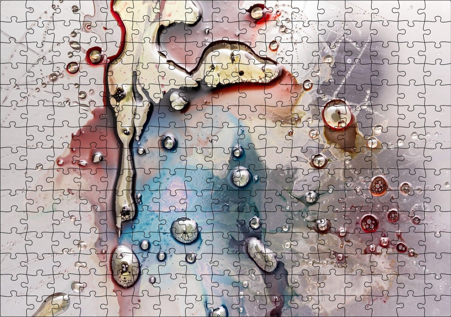 Parlak Zeminde Civalı Mürekkep Lekesi Desen Puzzle Yapboz MDF Ahşap 255 Parça 34 cm X 49 cm