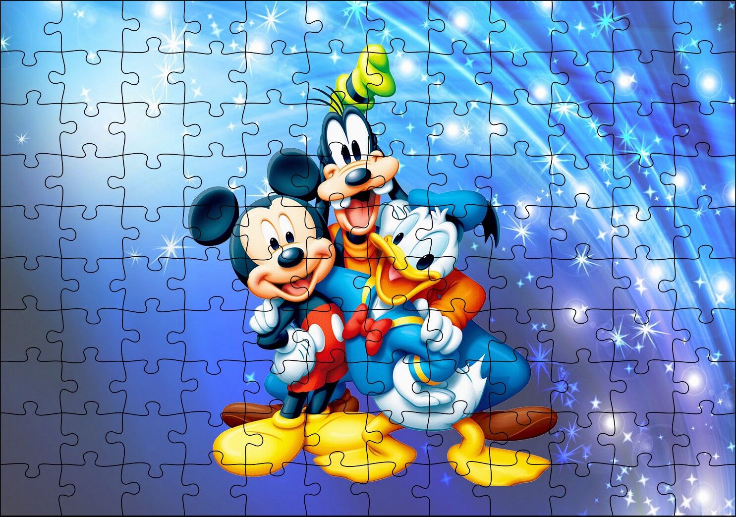 Mickey Mouse Donald Duck Ve Pluto Puzzle Yapboz MDF Ahşap