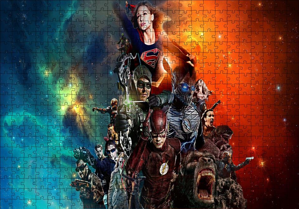 Tüm Süper Kahramanlar ve Galaksiler Puzzle Yapboz MDF Ahşap 500 Parça 49 cm X 68 cm