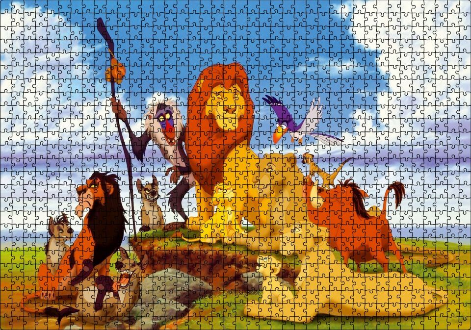 Aslan Kral Çizgi Filmler Disney Puzzle Yapboz MDF Ahşap 1000 Parça 49 cm X 68 cm
