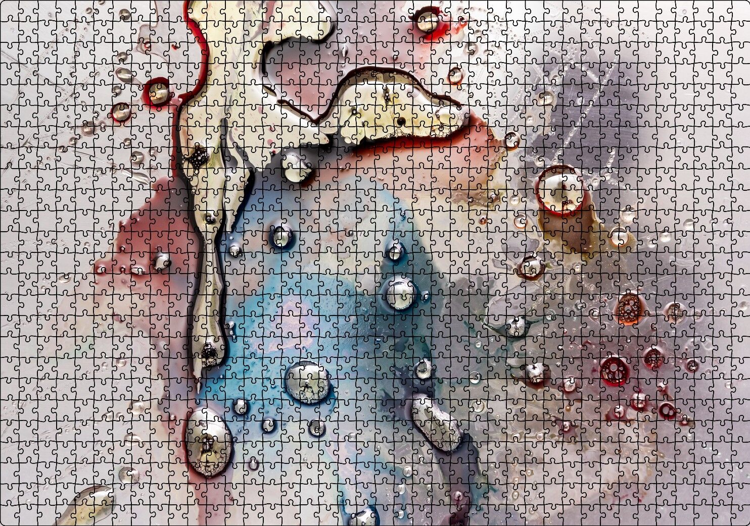 Parlak Zeminde Civalı Mürekkep Lekesi Desen Puzzle Yapboz MDF Ahşap 1000 Parça 49 cm X 68 cm