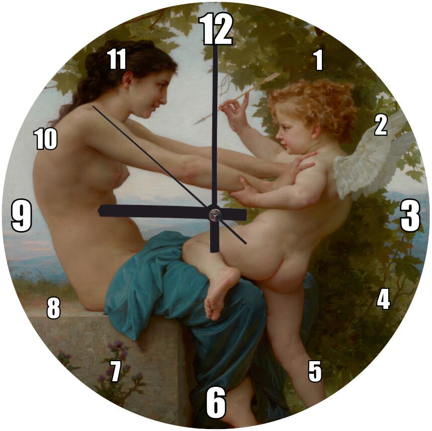 Genç Kız Aşk Tanrısı Eros'a Direniyor Mdf Ahşap Duvar Saati