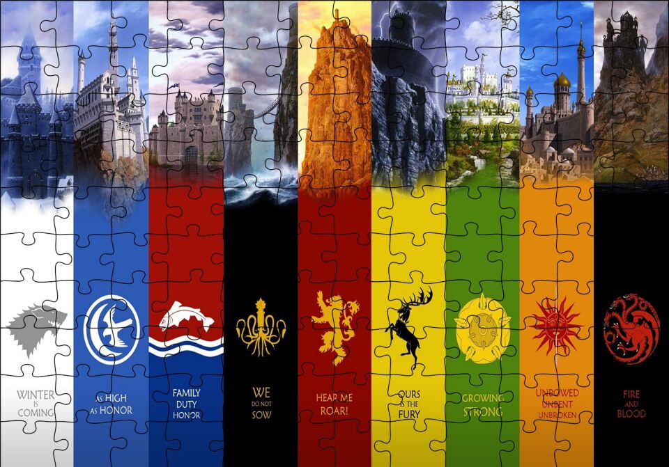 Gane of Thrones Tüm Milletler Puzzle Yapboz MDF Ahşap 120 Parça 24 cm X 34 cm