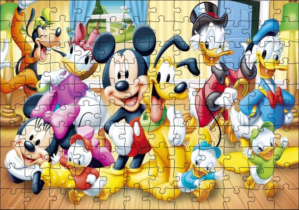 Mickey Mouse Ve Arkadaşlar Puzzle Yapboz MDF Ahşap