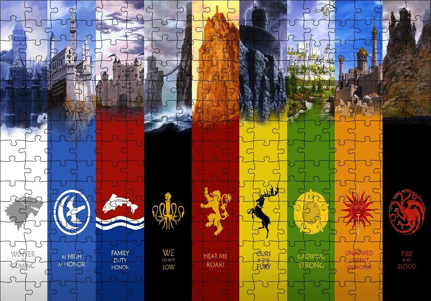 Gane of Thrones Tüm Milletler Puzzle Yapboz MDF Ahşap 255 Parça 34 cm X 49 cm