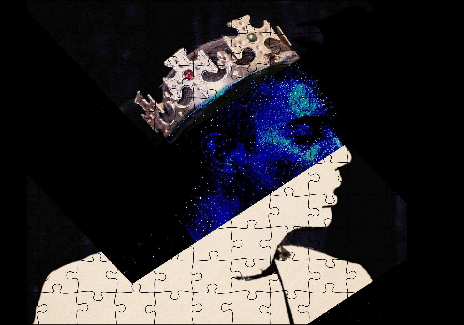 Kadın, Erkek, Taç ve Yıldızlar Kompozisyon Puzzle Yapboz MDF Ahşap