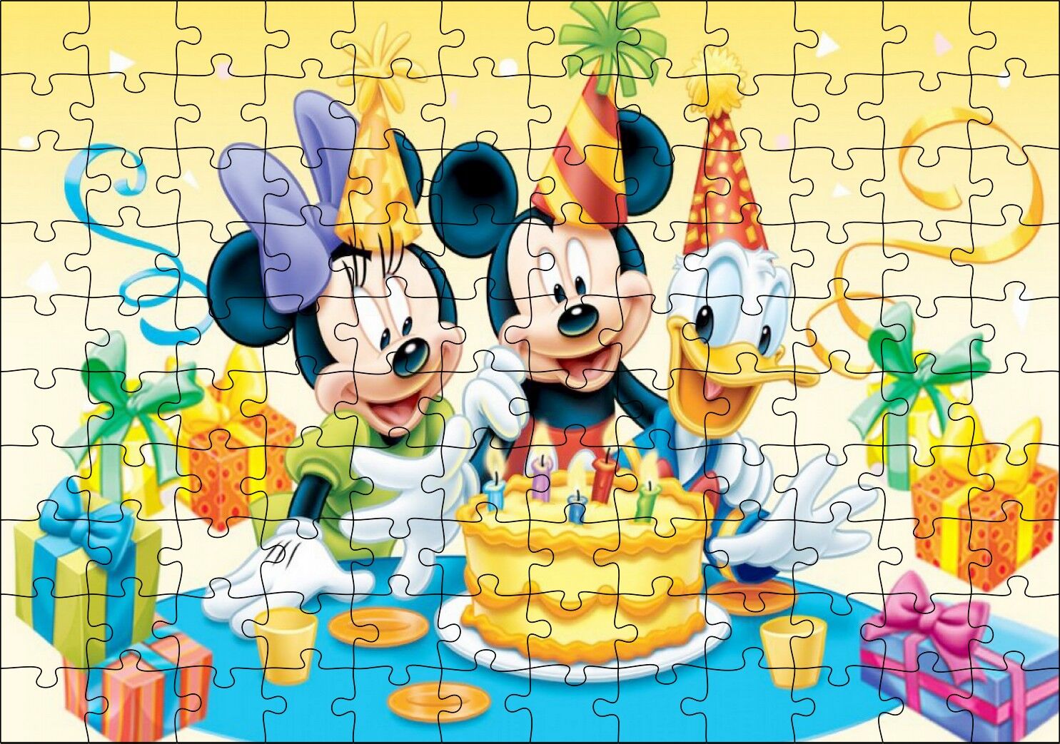 Mickey Mouse Ve Arkadaşları Doğum Günü Puzzle Yapboz MDF Ahşap