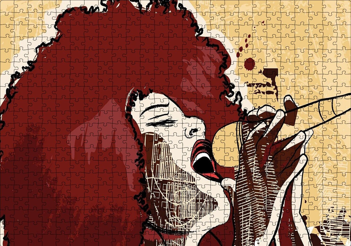 Madonna Mikrofonda Çizim Puzzle Yapboz MDF Ahşap 500 Parça 49 cm X 68 cm