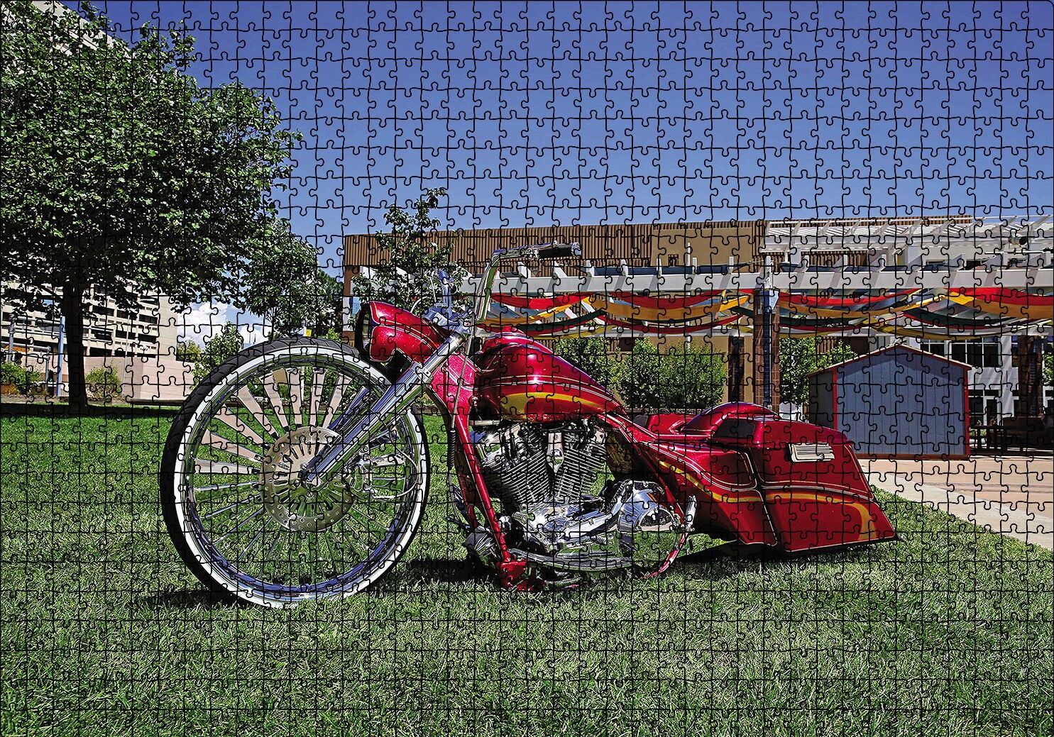 Harley Davidson Road King Görseli Puzzle Yapboz MDF Ahşap 1000 Parça 49 cm X 68 cm