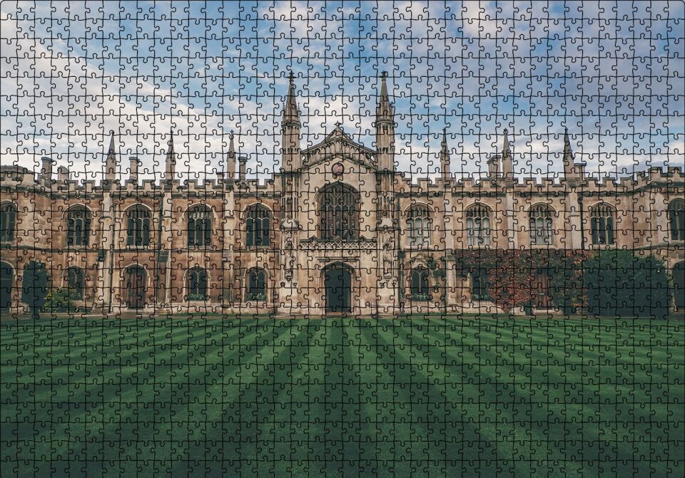 Cambridge Üniversitesi Kampüsü Puzzle Yapboz MDF Ahşap 1000 Parça 49 cm X 68 cm