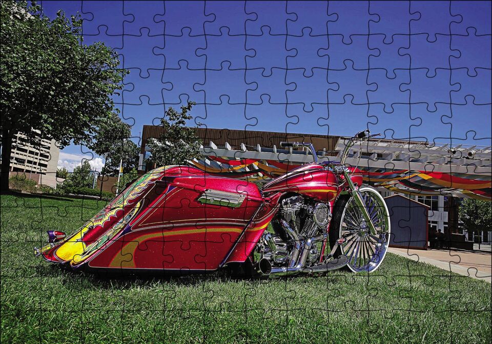 Harley Davidson Road King Görsel Puzzle Yapboz MDF Ahşap 120 Parça 24 cm X 34 cm