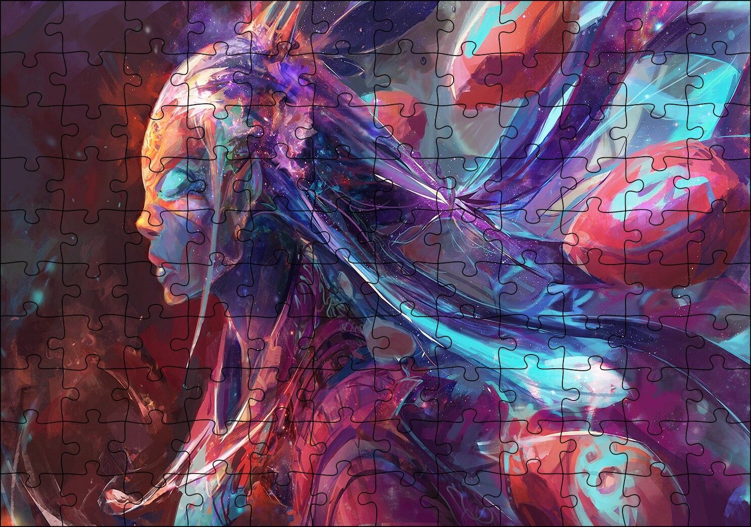 Renklerin Kızı Dijital Görsel Puzzle Yapboz MDF Ahşap