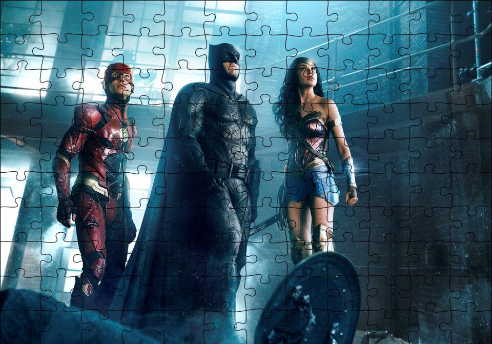 Justice League Flash, Batman, Wonder Woman Puzzle Yapboz MDF Ahşap