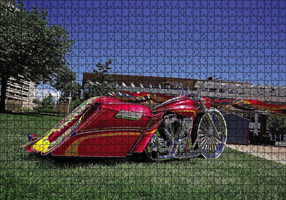 Harley Davidson Road King Görsel Puzzle Yapboz MDF Ahşap 1000 Parça 49 cm X 68 cm