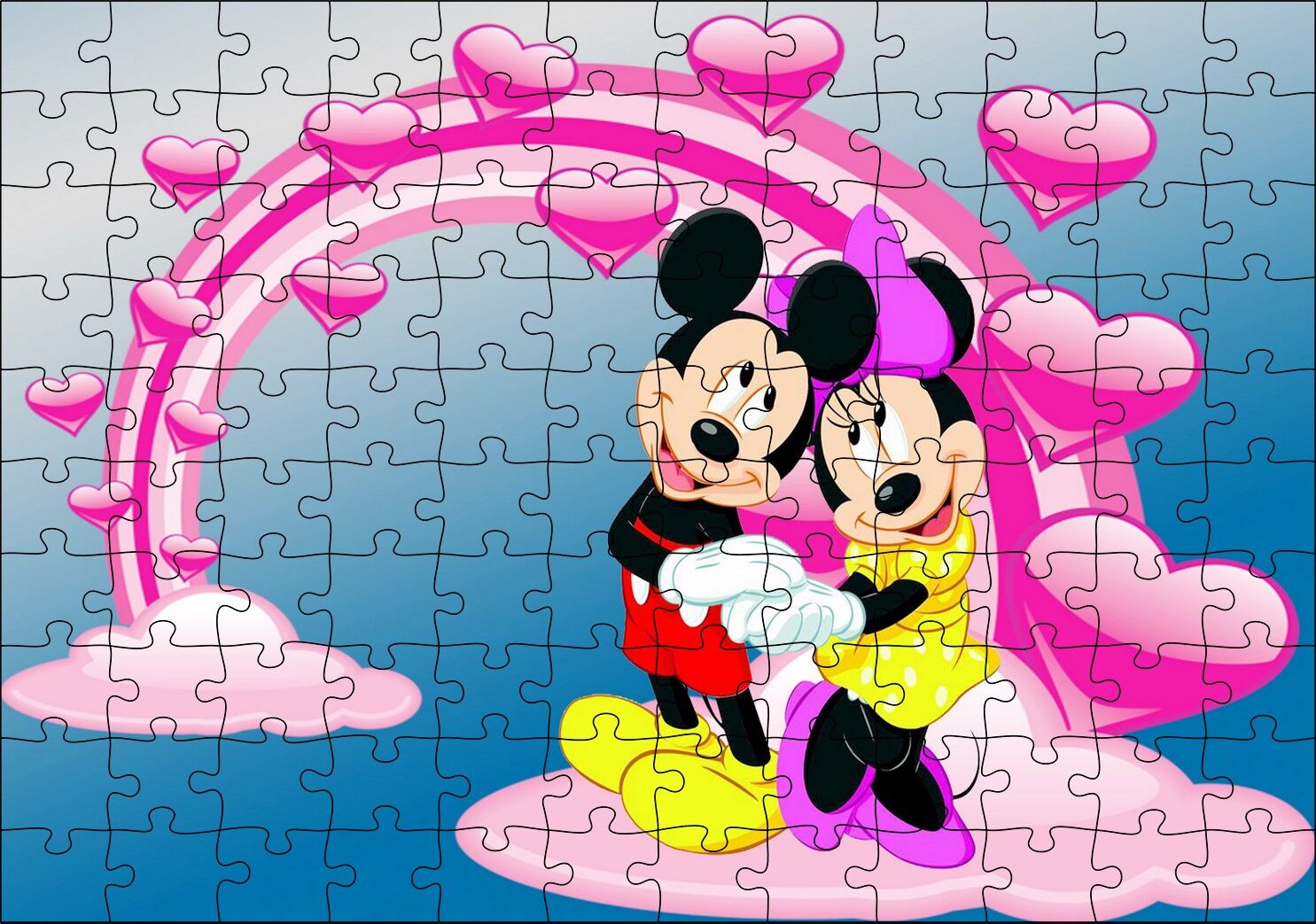 Mickey Ve Minnie Mouse Fotoğraf Aşk Puzzle Yapboz MDF Ahşap