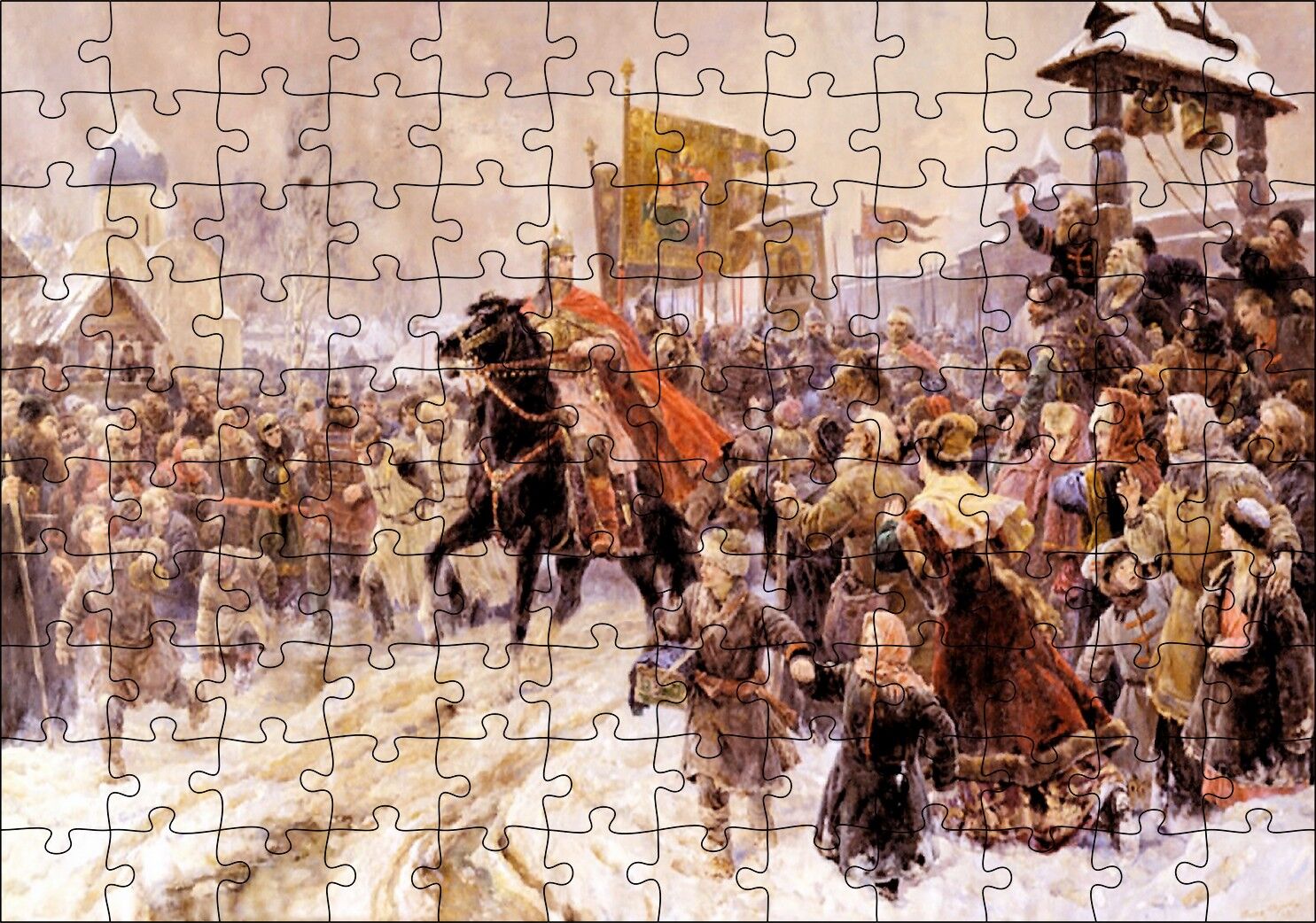 Savaştan Dönen Komutanın Şehre Girişi Puzzle Yapboz MDF Ahşap 120 Parça 24 cm X 34 cm