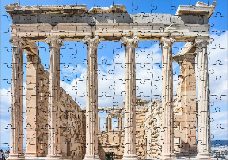 Atina Yunanistan Akropolis Kalıntıları Puzzle Yapboz MDF Ahşap 120 Parça 24 cm X 34 cm