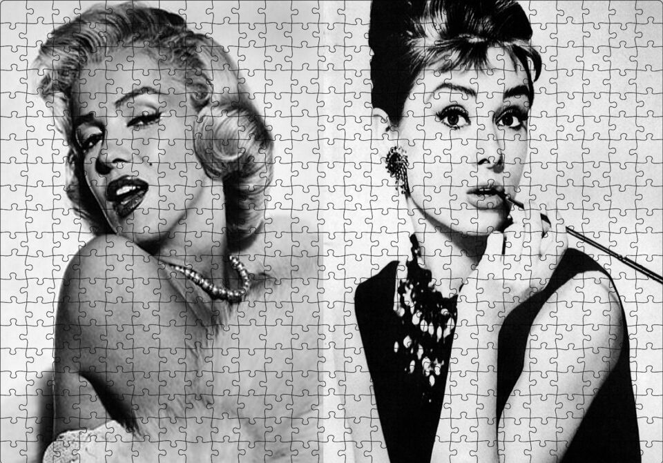 Marilyn Monroe ve Audrey Hepburn Puzzle Yapboz MDF Ahşap 500 Parça 49 cm X 68 cm