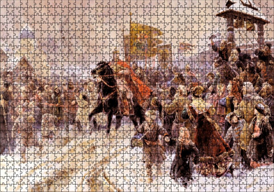 Savaştan Dönen Komutanın Şehre Girişi Puzzle Yapboz MDF Ahşap 1000 Parça 49 cm X 68 cm