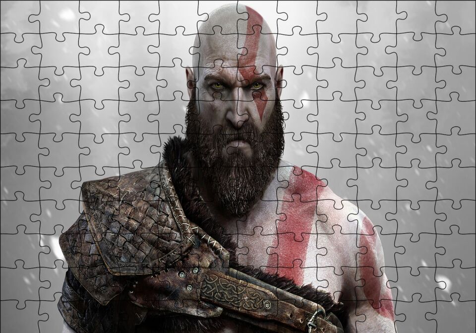 God of War Kratos Puzzle Yapboz MDF Ahşap 120 Parça 24 cm X 34 cm